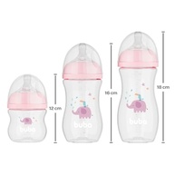 Kit 3 Mamadeiras Easy Flow Elefante Rosa 120/270/330ml - Sistema Anticólico Buba - imagem 4
