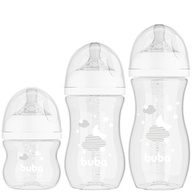 Kit 3 Mamadeiras Easy Flow Nuvem Branca 120/270/330ml - Sistema Anticólico Buba - imagem 1