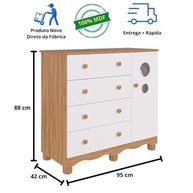 Quarto de Bebê Completo com Guarda-Roupa 4 Portas e Cômoda 3 Gavetas em MDF Premium - imagem 3