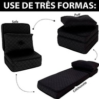 Puff Colchonete Dobrável 3 em 1 com Travesseiro - Sofá Cama Confortável e Versátil - imagem 4