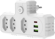 Régua de Energia 3 Tomadas + 3 USB (1 USB-C) - Carga Rápida e Proteção | Branco - imagem 2