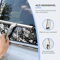 Rodo de Chuveiro com 3 Ganchos Adesivos - Aço Inoxidável 26,5cm para Vidros, Janelas, Espelhos e Azulejos - imagem 4