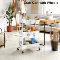 Carrinho de Rodinhas de Metal Branco 3 Camadas com Rodas Bloqueáveis - Ideal para Cozinha, Banheiro e Armazenamento - imagem 3