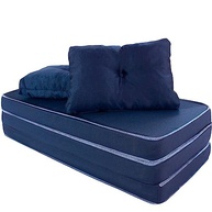 Puff Colchonete Dobrável 3 em 1 com Travesseiros - Sofá Cama Confortável em Espuma D33 - imagem 2