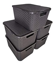Kit 3 Caixas Organizadoras Rattan com Tampa 20L - Design Elegante e Prático - imagem 5