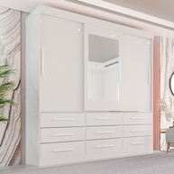 Guarda-Roupa Casal 3 Portas 9 Gavetas com Espelho - Design Moderno e Ampla Organização - imagem 1