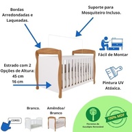 Quarto Bebê Completo Berço Americano Marquesa 3 em 1 Guarda-Roupa 4 Portas Cômoda Uli - Móveis Peroba em MDF - imagem 4