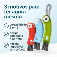 Kit 3 em 1 Escovas de Limpeza Multifuncionais - Tampas, Garrafas e Cantos Difíceis - imagem 2