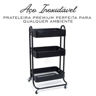 Carrinho Organizador com Rodízios 360° em Aço Inoxidável – 3 Prateleiras, 120kg, Design Moderno para Casa - imagem 4