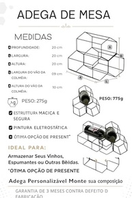 Suporte para Vinhos 3 Garrafas – Adega Moderna em Metal com Design Geométrico - imagem 4
