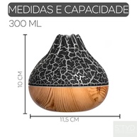 Difusor de Aromas Ultrassônico 300ml com Design Vulcânico e LED Multicolorido - Base em Madeira - imagem 3