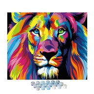 Kit de Pintura por Números Leão Colorido - Tela 30x40cm com Tintas Acrílicas e Pincéis - imagem 1