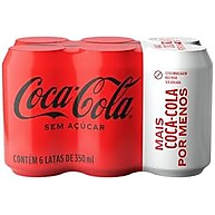 Coca-Cola Zero Açúcar 350ml: Pack 6 Latas Refrescantes - imagem 1