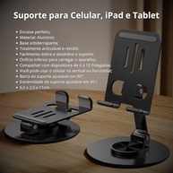 Suporte de Celular e Tablet em Alumínio Premium: Ajustável, Rotativo 360° e Dobrável - imagem 3