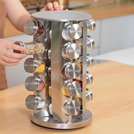 Porta Condimentos Giratório com 16 Potes de Vidro - Suporte 360° para Temperos e Especiarias - imagem 3