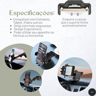 Suporte de Celular Universal para Carro: Waze, Uber, 99 | Ventosa Forte, Rotação 360° e Anti-Queda - imagem 5