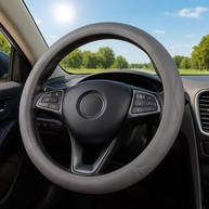 Capa de Volante Luxuosa em Couro PU Cinza - Conforto 3D e Antiderrapante para Carros - imagem 1