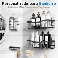 Kit 4 Prateleiras Banheiro Sem Furo - Aço Inox Antiferrugem, 18kg, Adesivo 3M - imagem 4