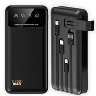 Power Bank 10000mAh Universal: 4 Cabos Integrados, Carregamento Rápido e Design Ultra Leve - imagem 1