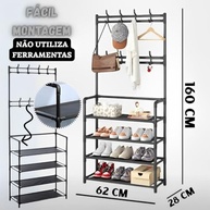 Sapateira Organizadora 4 Prateleiras 60cm com 8 Cabideiros - Armazena até 12 Pares de Sapatos - imagem 3