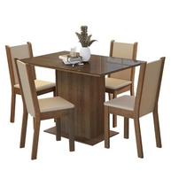 Conjunto Sala de Jantar Mesa Tampo de Vidro 4 Cadeiras Rustic/crema/sintético Bege Martina Madesa - Estilo e Conforto para Sua Casa - imagem 4