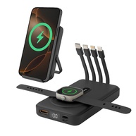 Power Bank 10.000mAh Indução Magnética, Carregamento Rápido e 4 Cabos Integrados (Preto) - imagem 1
