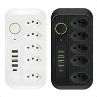Régua de Energia Premium 10 em 1: 5 Tomadas, 4 USB + 1 USB-C, 2500W, Cabo 1.9m Bivolt - imagem 1