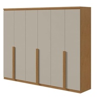 Guarda-Roupa 6 Portas 4 Gavetas em MDF Alonzo Amêndoa Clean/Off White - Design Moderno e Funcionalidade Completa - imagem 5