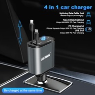 Carregador Retrátil KKMOL 4 em 1: Potência 100W, 2 Cabos e Tela de Tensão para iPhone 15, Galaxy S23 e Mais! - imagem 4
