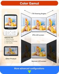 HelloBaby Monitor Bebê 4" IPS | 29h Bateria, Visão Noturna, Áudio 2 Vias, Alcance 1000ft - imagem 5