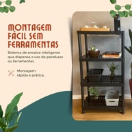 Estante Modular Multiuso Preta com 4 Prateleiras - Organize com Estilo e Funcionalidade - imagem 4