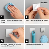 Kit 4 Suportes de Parede Adesivos Multiuso - Aço Inoxidável para Qualquer Superfície - imagem 5