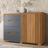 Cômoda 4 Gavetas 2 Portas Texas Freijó/Cinza - Design Moderno e Funcionalidade - imagem 3