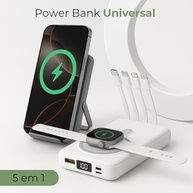 Power Bank 10.000mAh Indução Magnética, Carregamento Rápido e 4 Cabos Integrados (Preto) - imagem 4