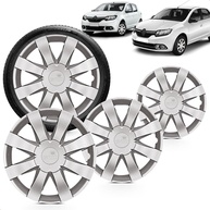 Kit 4 Calotas Sandero e Logan Aro 15 Prata - Design Grid Moderno - imagem 1