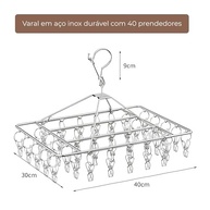 Varal Dobrável para Roupas Íntimas em Aço Inoxidável – 40 Pregadores para Meias e Calcinhas - imagem 3
