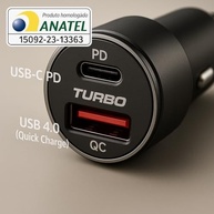 Carregador Veicular Turbo 60W USB-C PD + USB-A QC 4.0: Potência e Estilo para Seu Carro - imagem 4