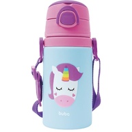 Garrafinha de Alumínio Unicorn Fun - 400ml com Canudo Silicone e Segurança - imagem 1