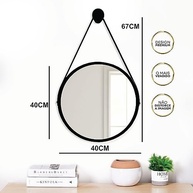 Espelho Redondo 40cm Preto com Alça e Suporte - Design Elegante para Ambientes Modernos - imagem 4