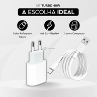 Kit Carregador Turbo 40W Dupla Porta USB-C + USB-A + Cabo Tipo-C: Carregamento Rápido para iPhone 15/16, Galaxy, Tablets e Notebooks - imagem 3