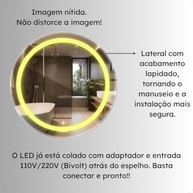 Espelho Redondo com LED Jateado 40x40cm | Iluminação Touch Luxuosa - imagem 5