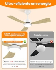 Ventilador de Teto 42" Ultra Silencioso com Luz LED, 6 Velocidades, Reversão e Timer – Bivolt com Controle Remoto - imagem 4