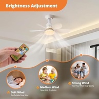 Ventilador de Teto com Lâmpada LED 40W E27 - Silencioso, Moderno e com Controle Remoto (42cm) - imagem 5