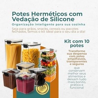 Kit 10 Potes Herméticos Empilháveis 2,2L, 1L e 450ml - Organize sua Cozinha com Segurança e Estilo - imagem 4