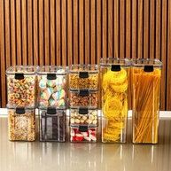 Kit 10 Potes Herméticos Empilháveis 2,2L, 1L e 450ml - Organize sua Cozinha com Segurança e Estilo - imagem 2