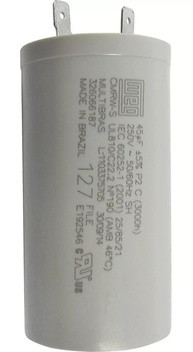 Capacitor 45uF 250V Weg para Lavadoras Brastemp, Consul e Electrolux - Potência e Durabilidade - imagem 1