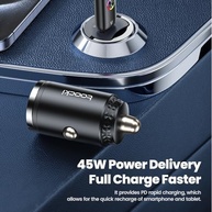 Carregador Veicular Toocki USB-C 45W PD/QC3.0: Carga Rápida e Segura para Seu Dispositivo - imagem 3