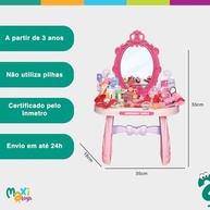 Penteadeira Infantil Princesa com Espelho e 46 Acessórios - Maxi Toys - imagem 4