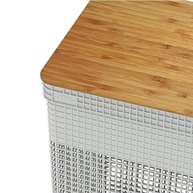 Cesto de Roupas com Tampa de Bambu 49L Branco Oceano - Organize com Estilo e Sustentabilidade - imagem 4