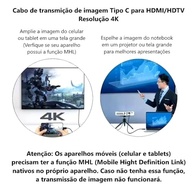 Cabo Conversor Tipo C para HDMI 4K 3m: Espelhamento Perfeito para Notebook e Celular - imagem 4